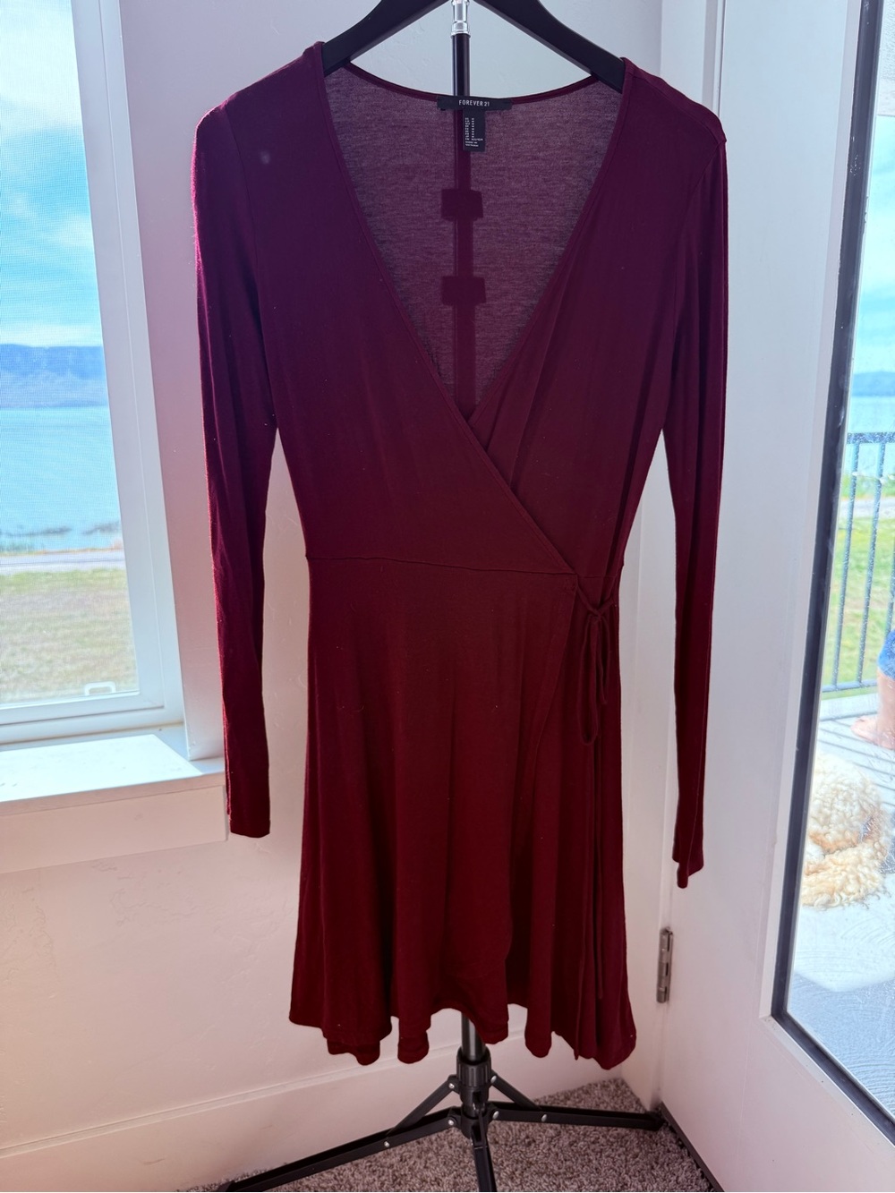 Forever 21 Plum Long Sleeve Wrap Dress